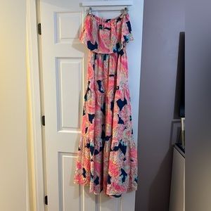 Lilly Pulitzer Ruffled Strapless Maxi Dress
